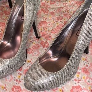 silver glitter heels